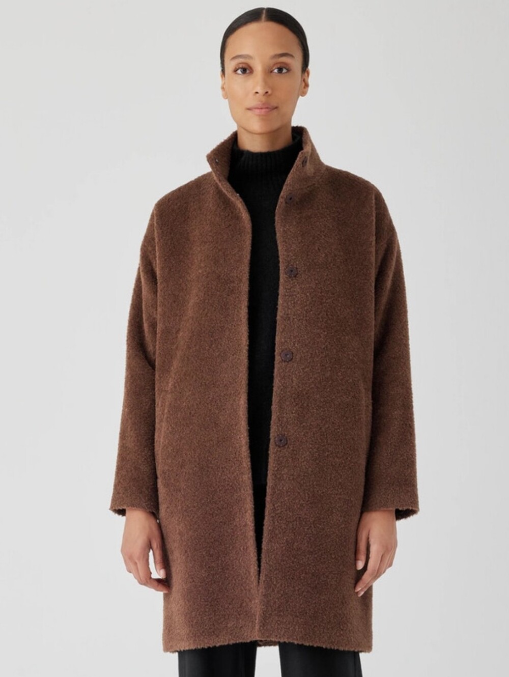Eileen Fisher Sheared Alpaca Stand Collar Coat